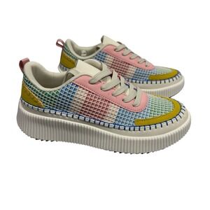 Nicole Miller Brita Bright Multi Color Block Platform Sneakers Womens Size 7.5